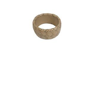 VTG COLE HAAN BRAIDED TAN LEATHER WIDE BANGLE BRACELET MINT